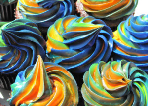 Rainbow Icing Cupcakes